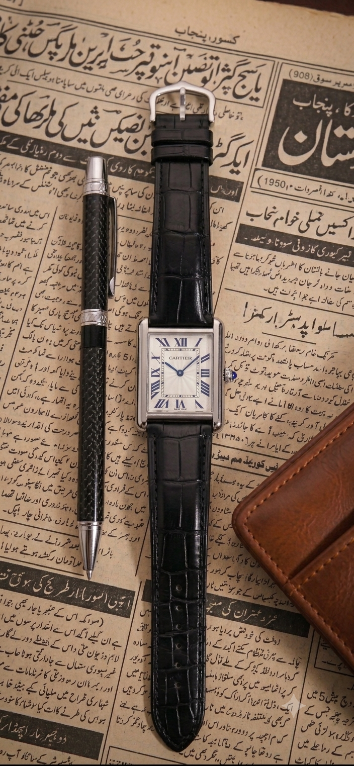 Vintage Square Dial Analog Watch with Leather Strap